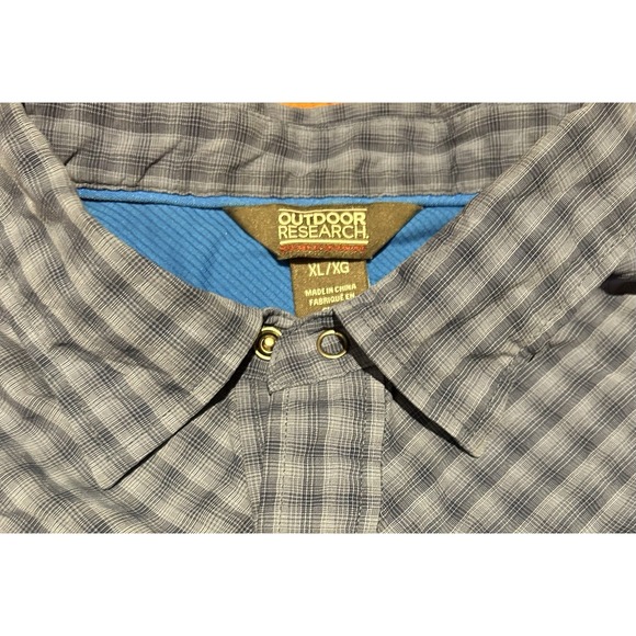 Outdoor Research Shirt‎ Mens X-Large Blue Plaid Button Front Nylon Short … - Picture 2 of 9